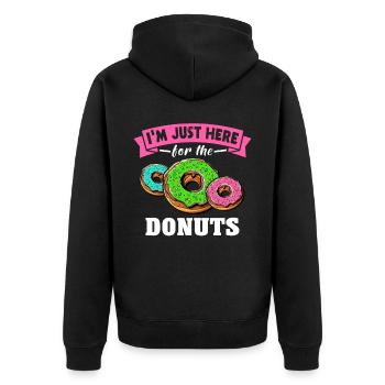 Donuts - Unisex Premium Organic Zip Hoodie - black - Back - Nico (187cm)