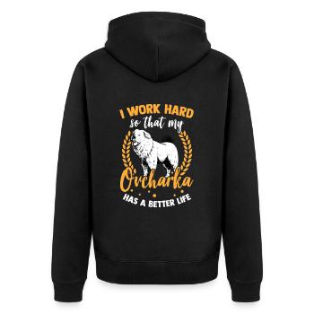 Work for Ovcharka Caucasian Shepherd Dog - Unisex Premium Organic Zip Hoodie - black - Back - Nico (187cm)