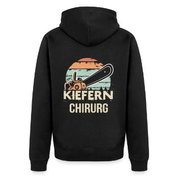 Kiefernchirurg - Unisex Premium Bio Zip Hoodie - Schwarz - Hinten - Nico (187cm)