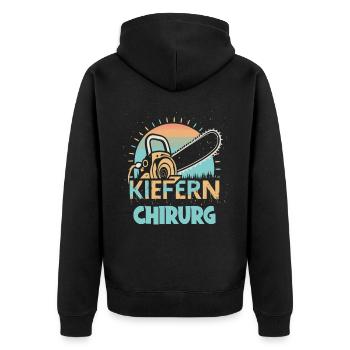 Kiefernchirurg - Unisex Premium Bio Zip Hoodie - Schwarz - Hinten - Nico (187cm)