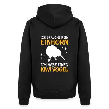 Ich habe einen Kiwi Vogel Neuseeland - Unisex Premium Bio Zip Hoodie - Schwarz - Hinten - Nico (187cm)