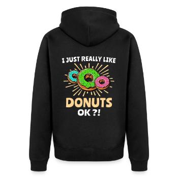 Donut Doughnut - Unisex Premium Bio Zip Hoodie - Schwarz - Hinten - Nico (187cm)
