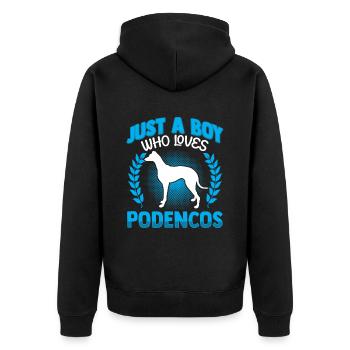 Boy who loves Podenco Ibizan Hound - Unisex Premium Organic Zip Hoodie - black - Back - Nico (187cm)