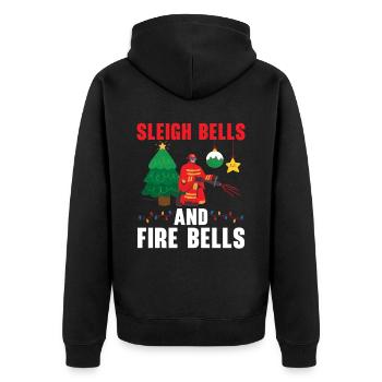 Sleigh bells and fire bells Firefighting - Unisex Premium Organic Zip Hoodie - black - Back - Nico (187cm)