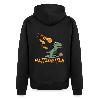 Hackfleisch Dinosaurier Mettbrötchen - Unisex Premium Bio Zip Hoodie - Schwarz - Hinten - Nico (187cm)
