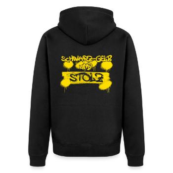 Dortmund - Unisex Premium Bio Zip Hoodie - Schwarz - Hinten - Nico (187cm)