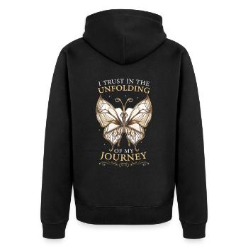 Zen Hinduism Boho Butterfly Mindfulness Yoga Medit - Unisex Premium Bio Zip Hoodie - Schwarz - Hinten - Nico (187cm)