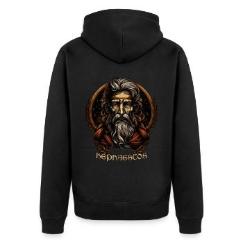 Hephaestus Ancient Greece Mythology Greek God - Unisex Premium Bio Zip Hoodie - Schwarz - Hinten - Nico (187cm)