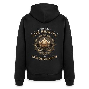 Hinduism Mandala Lotus Flower Zen Yoga Meditation - Unisex Premium Bio Zip Hoodie - Schwarz - Hinten - Nico (187cm)