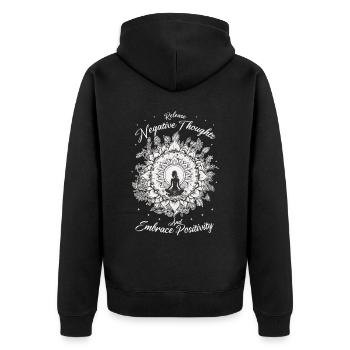 Yoga Meditation Lotus Flower Spiritual Zen Buddhis - Unisex Premium Bio Zip Hoodie - Schwarz - Hinten - Nico (187cm)