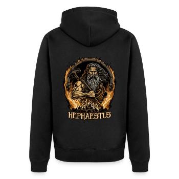 Ancient Greece Deity Greek Mythology Hephaestus - Unisex Premium Bio Zip Hoodie - Schwarz - Hinten - Nico (187cm)