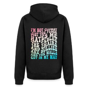 Groovy Clumsy Frauen Sarkasmus Witz - Unisex Premium Bio Zip Hoodie - Schwarz - Hinten - Nico (187cm)