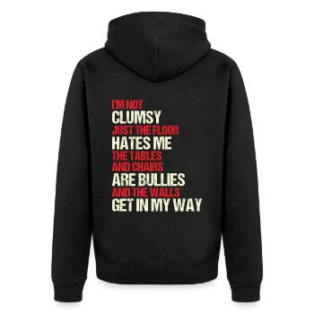 Retro Clumsy Gift Sarcasm - Unisex Premium Organic Zip Hoodie - black - Back - Nico (187cm)