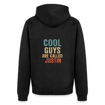 Les mecs cool s’appellent justin - Veste à capuche bio Premium Unisexe - noir - Dos - Nico (187cm)