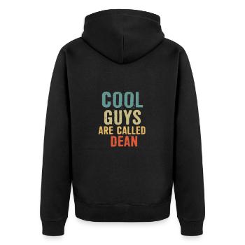 Cool guys are called dean - Unisex Premium Organic Zip Hoodie - black - Back - Nico (187cm)