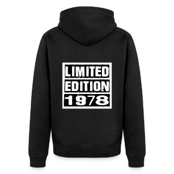 Limited Edition 1978 Geburtstag 1978 Vintage Retro - Unisex Premium Bio Zip Hoodie - Schwarz - Hinten - Nico (187cm)
