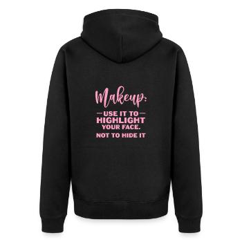 Beautician Cosmetics Makeup Gift - Unisex Premium Organic Zip Hoodie - black - Back - Nico (187cm)
