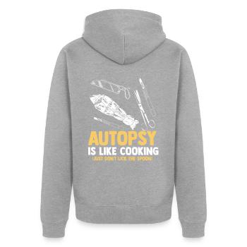 Funny coroner - Unisex Premium Organic Zip Hoodie - heather grey - Back - Nico (187cm)