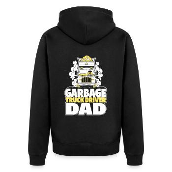 Lkw Fahrer Trucker Lastwagenfahrer Papa - Unisex Premium Bio Zip Hoodie - Schwarz - Hinten - Nico (187cm)