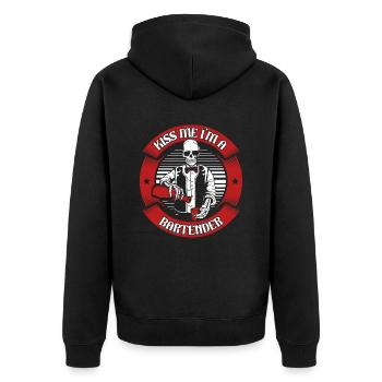 Kiss Me I'm A Bartender Barman Bartender Barmaid - Unisex Premium Organic Zip Hoodie - black - Back - Nico (187cm)