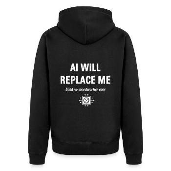 Holzbearbeitung Schreinerei Schreiner Beruf - Unisex Premium Bio Zip Hoodie - Schwarz - Hinten - Nico (187cm)