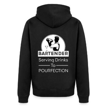 Barkeeper Mixologe Alkohol Getränke Barmann - Unisex Premium Bio Zip Hoodie - Schwarz - Hinten - Nico (187cm)