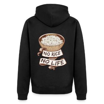 Asiatisches Essen Gebratener Reis Schüssel - Unisex Premium Bio Zip Hoodie - Schwarz - Hinten - Nico (187cm)