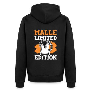 bier malle limited edition - Unisex Premium Bio Zip Hoodie - Schwarz - Hinten - Nico (187cm)