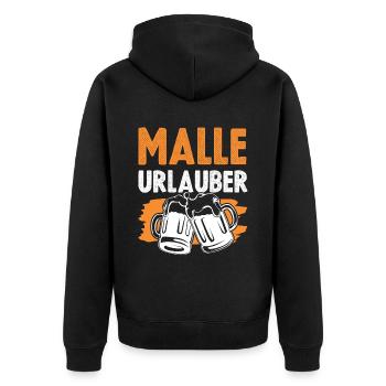 bier malle urlaub - Unisex Premium Bio Zip Hoodie - Schwarz - Hinten - Nico (187cm)