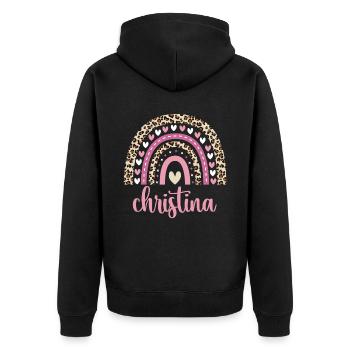 Christina Regenbogen Name Geburtstag Christina - Unisex Premium Bio Zip Hoodie - Schwarz - Hinten - Nico (187cm)
