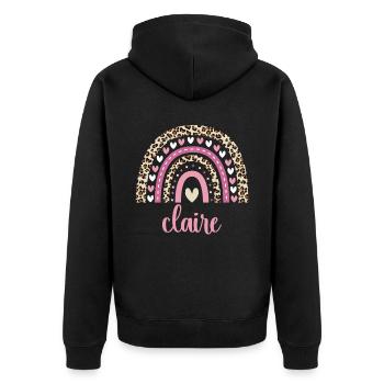 Claire Regenbogen Name Geburtstag Claire - Unisex Premium Bio Zip Hoodie - Schwarz - Hinten - Nico (187cm)