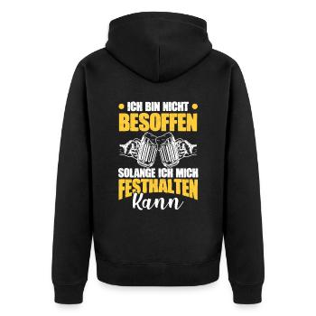 bier trinken - Unisex Premium Bio Zip Hoodie - Schwarz - Hinten - Nico (187cm)