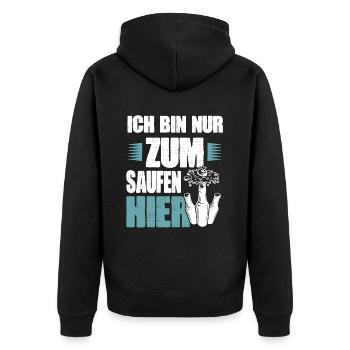 bier saufen - Unisex Premium Bio Zip Hoodie - Schwarz - Hinten - Nico (187cm)