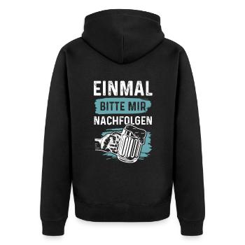 bier alkohol - Unisex Premium Bio Zip Hoodie - Schwarz - Hinten - Nico (187cm)