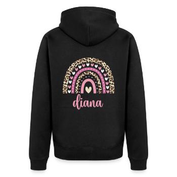 Diana Regenbogen Name Geburtstag Diana - Unisex Premium Bio Zip Hoodie - Schwarz - Hinten - Nico (187cm)