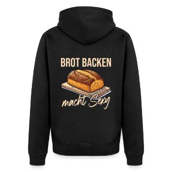 Brot Backen macht Sexy - Unisex Premium Bio Zip Hoodie - Schwarz - Hinten - Nico (187cm)