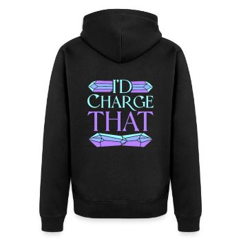 Crystal Healer Crystals I'd Charge That - Unisex Premium Organic Zip Hoodie - black - Back - Nico (187cm)