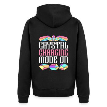 Crystal Healer Crystals Crystal Charging Mode On - Unisex Premium Organic Zip Hoodie - black - Back - Nico (187cm)