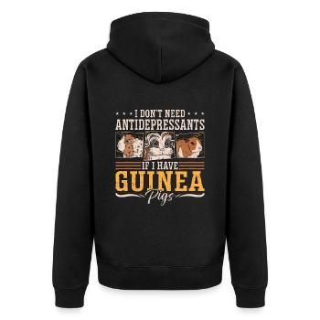 Guinea Pig I Don't Need Antidepressants Hamster - Unisex Premium Organic Zip Hoodie - black - Back - Nico (187cm)