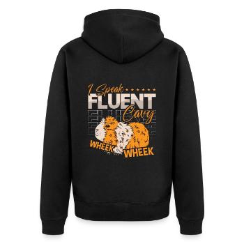 Guinea Pig I Speak Fluent Cavy Wheek Animal Lover - Unisex Premium Organic Zip Hoodie - black - Back - Nico (187cm)