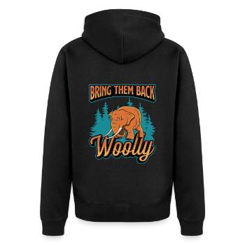 Woolly Mammoth Bring Them Back Woolly Stone Age - Unisex Premium Bio Zip Hoodie - Schwarz - Hinten - Nico (187cm)