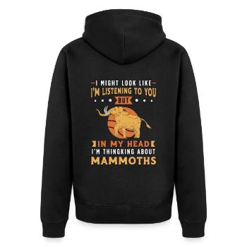 Woolly Mammoth I Might Look Like I'm Prehistoric - Unisex Premium Bio Zip Hoodie - Schwarz - Hinten - Nico (187cm)