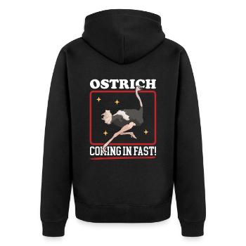 Strauß Vogel Straußenliebhaber Strauße Geschenk - Unisex Premium Bio Zip Hoodie - Schwarz - Hinten - Nico (187cm)