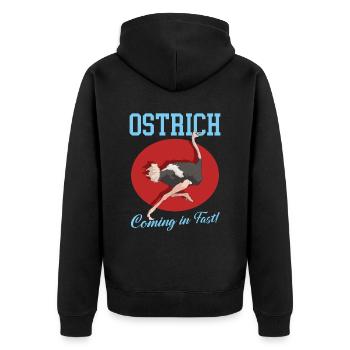 Strauß Vogel Strauße Straußenliebhaber Geschenk - Unisex Premium Bio Zip Hoodie - Schwarz - Hinten - Nico (187cm)