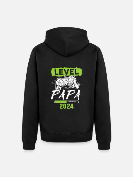 Papa Level Loading 2024 - Unisex Premium Organic Zip Hoodie - black