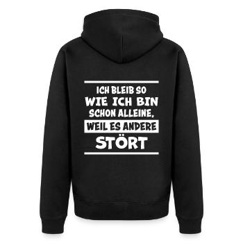 Lustiger Spruch Frech Arrogant Sprüche Geschenk - Unisex Premium Bio Zip Hoodie - Schwarz - Hinten - Nico (187cm)