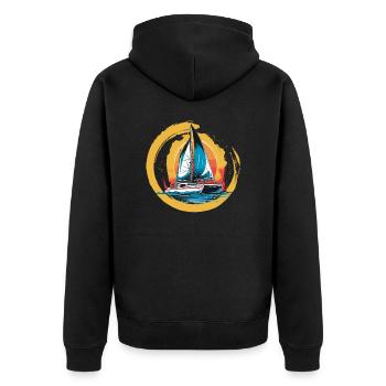 Catamaran-Boot Segelboot Segeln Segler - Unisex Premium Bio Zip Hoodie - Schwarz - Hinten - Nico (187cm)