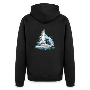 Catamaran-Boot Segelboot Segeln Segler - Unisex Premium Bio Zip Hoodie - Schwarz - Hinten - Nico (187cm)