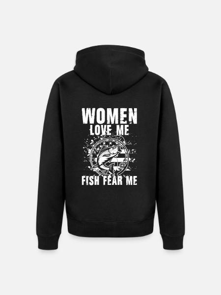 Fiske og fiske - fiskerordtak - Premium økologisk unisex-hettejakke - svart