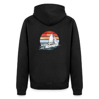 Catamaran-Boot Segelboot Segeln Segler - Unisex Premium Bio Zip Hoodie - Schwarz - Hinten - Nico (187cm)